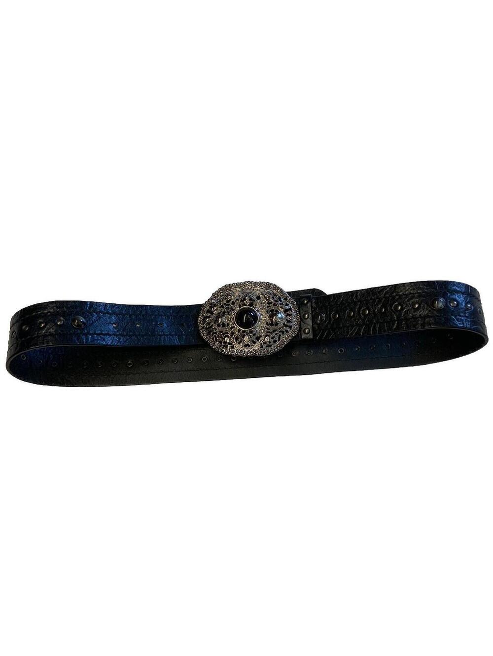 Womens LUISA CERANO Black Vintage Italy Made Leather Belt Sz 40